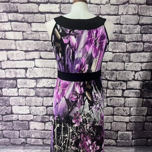 Susan Lawrence Black, Purple & White Empire Style Dress Size MP - Picture 6 of 9